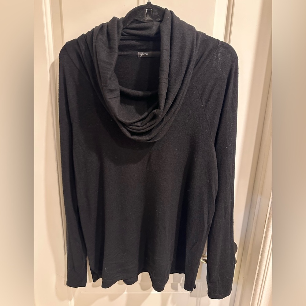 Gibson Women’s Elegant Black Cowl Neck Sweater long sleeves small